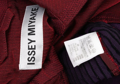 ISSEY MIYAKE Cotton Blend Pleated Belted Coat Red Size 2