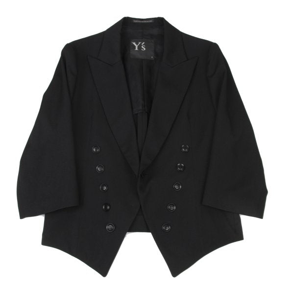 Y's 23SS Wool Gabardine Button Design Spencer Jacket Size 2