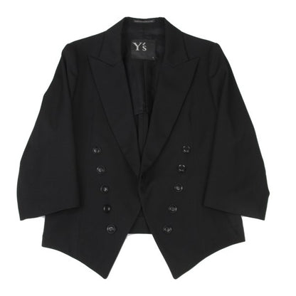 Y's 23SS Wool Gabardine Button Design Spencer Jacket Size 2