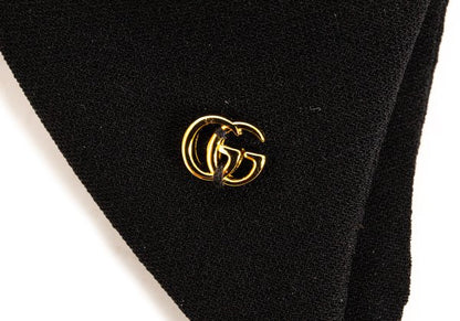 GUCCI Silk Crepe Double G Metal Bow Tie Black