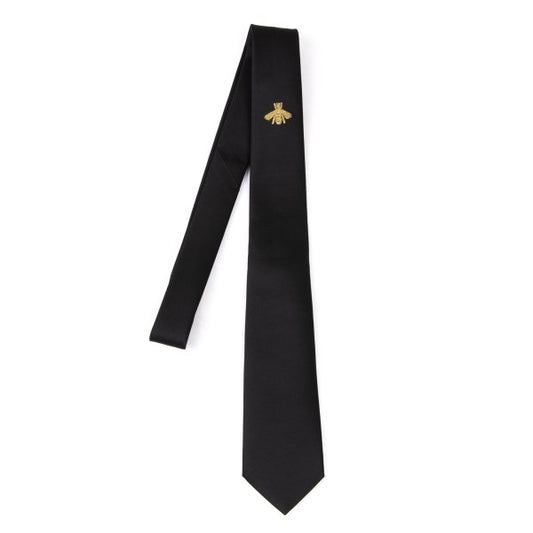 GUCCI Silk Bee Embroidered Tie Black