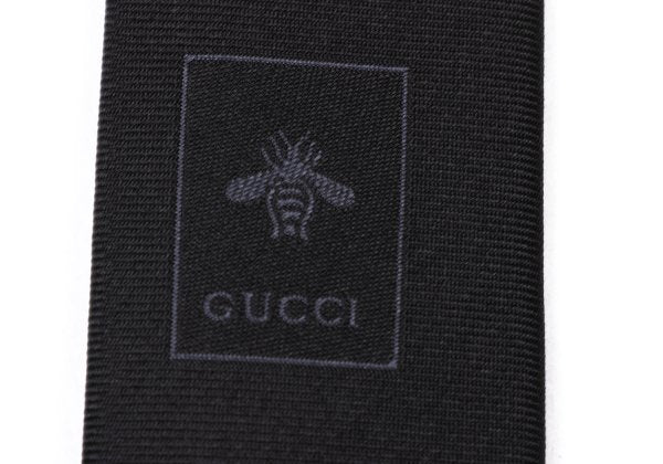 GUCCI Silk Bee Embroidered Tie Black