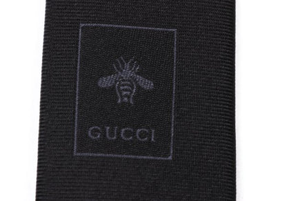 GUCCI Silk Bee Embroidered Tie Black