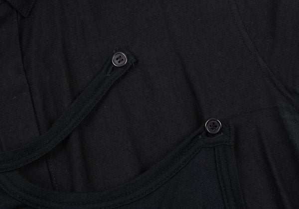 Y's PINK Mixed Material Layered Short Shirt Black Size 2