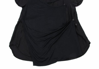 Y's PINK Mixed Material Layered Short Shirt Black Size 2