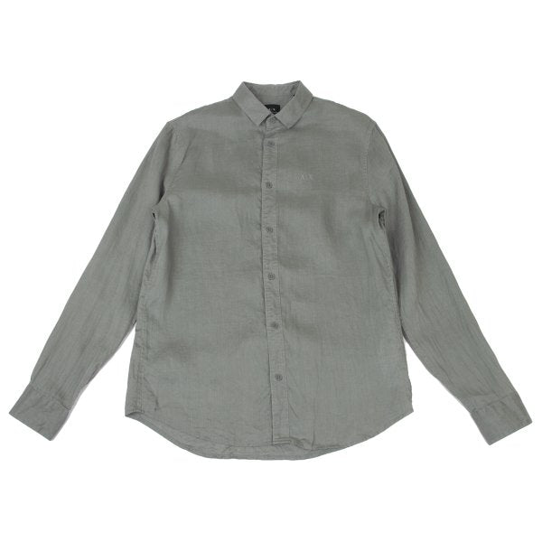 ARMANI EXCHANGE Linen Embroidered Logo Shirt Khaki Size S