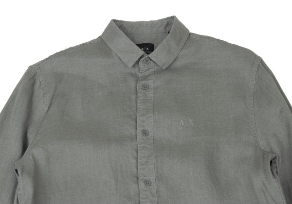 ARMANI EXCHANGE Linen Embroidered Logo Shirt Khaki Size S