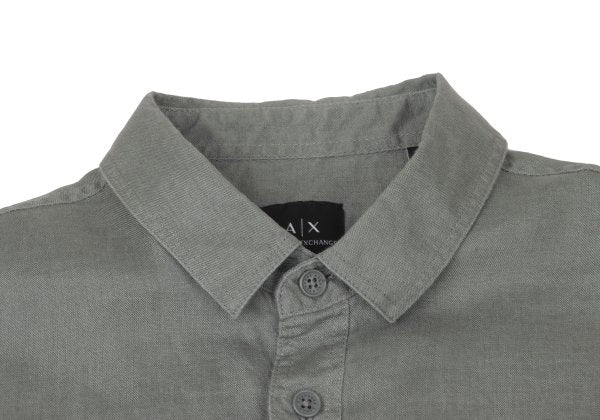 ARMANI EXCHANGE Linen Embroidered Logo Shirt Khaki Size S