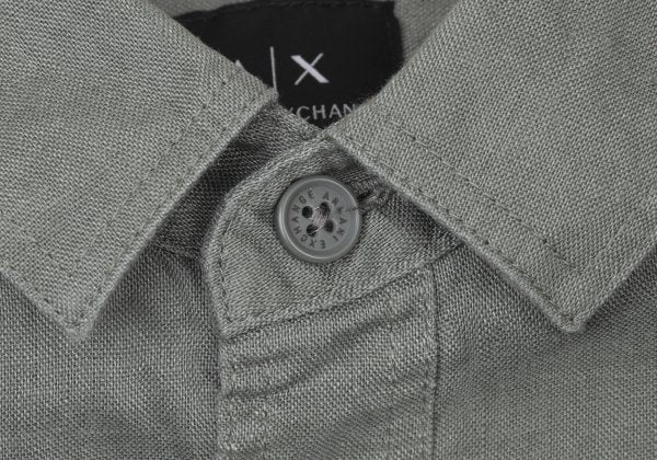 ARMANI EXCHANGE Linen Embroidered Logo Shirt Khaki Size S