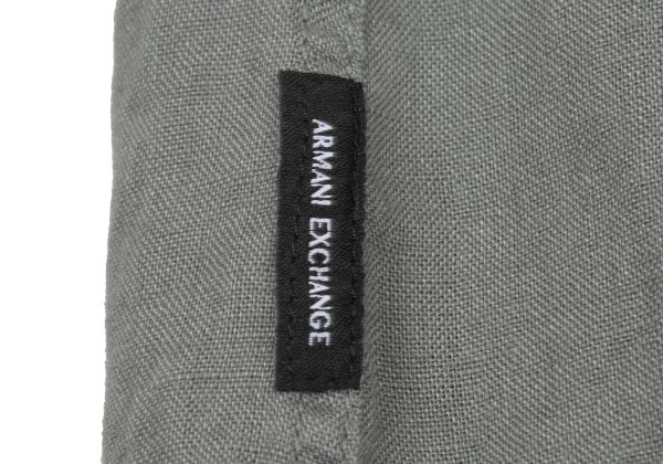 ARMANI EXCHANGE Linen Embroidered Logo Shirt Khaki Size S