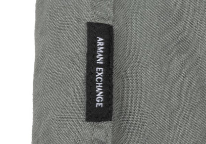 ARMANI EXCHANGE Linen Embroidered Logo Shirt Khaki Size S