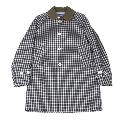 JUNYA WATANABE MAN Plaid Club Collar Long Jacket Blue Size M