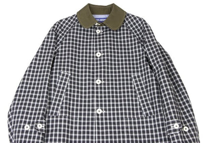 JUNYA WATANABE MAN Plaid Club Collar Long Jacket Blue Size M