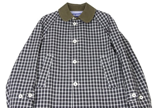 JUNYA WATANABE MAN Plaid Club Collar Long Jacket Blue Size M