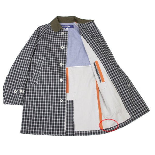 JUNYA WATANABE MAN Plaid Club Collar Long Jacket Blue Size M