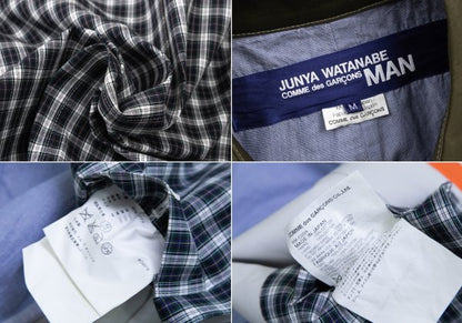 JUNYA WATANABE MAN Plaid Club Collar Long Jacket Blue Size M