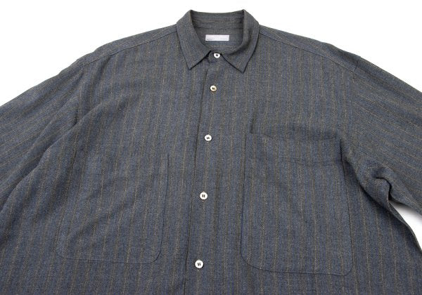 COMME des GARCONS HOMME Grey Blue Rayon Stripe Shirt Size L