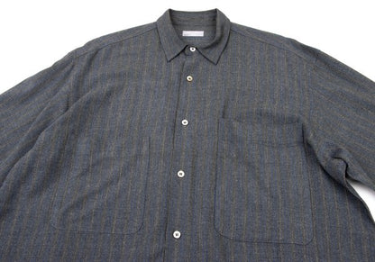 COMME des GARCONS HOMME Grey Blue Rayon Stripe Shirt Size L