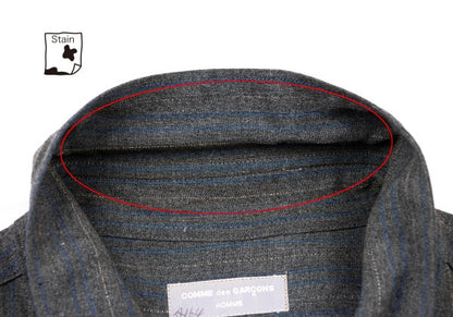 COMME des GARCONS HOMME Grey Blue Rayon Stripe Shirt Size L