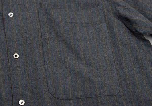 COMME des GARCONS HOMME Grey Blue Rayon Stripe Shirt Size L