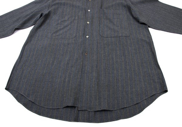 COMME des GARCONS HOMME Grey Blue Rayon Stripe Shirt Size L