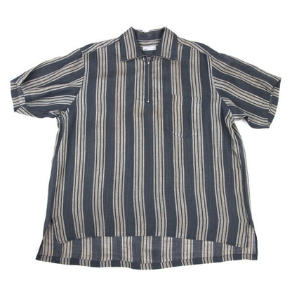 COMME des GARCONS HOMME Linen Half-Zip Shirt Navy Size L