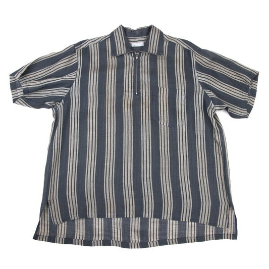 COMME des GARCONS HOMME Linen Half-Zip Shirt Navy Size L