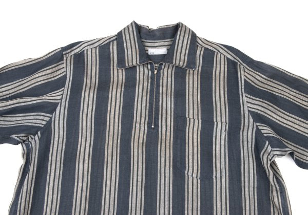 COMME des GARCONS HOMME Linen Half-Zip Shirt Navy Size L