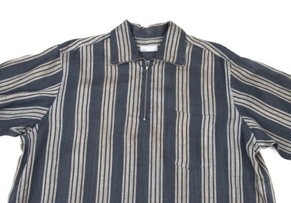 COMME des GARCONS HOMME Linen Half-Zip Shirt Navy Size L