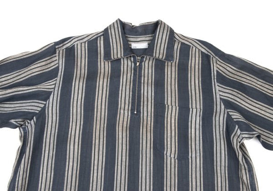 COMME des GARCONS HOMME Linen Half-Zip Shirt Navy Size L