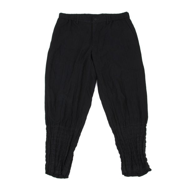 ISSEY MIYAKE MEN Black Wool Poly Shirring Hem Pants Size 2