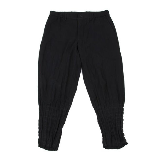 ISSEY MIYAKE MEN Black Wool Poly Shirring Hem Pants Size 2