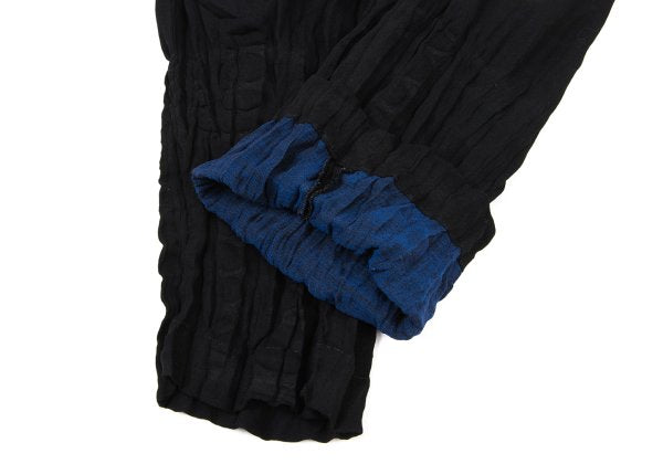 ISSEY MIYAKE MEN Black Wool Poly Shirring Hem Pants Size 2