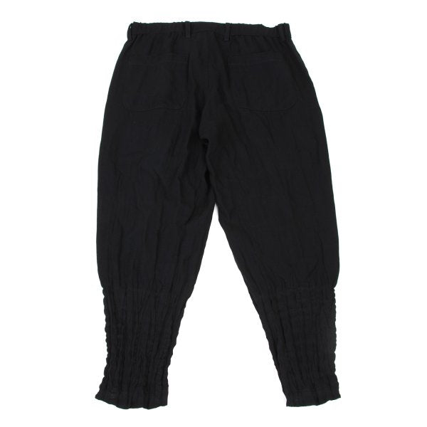 ISSEY MIYAKE MEN Black Wool Poly Shirring Hem Pants Size 2