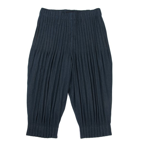 ISSEY MIYAKE MEN 13SS Pleated Cotton-Poly Pants Navy Size 2