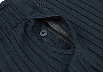ISSEY MIYAKE MEN 13SS Pleated Cotton-Poly Pants Navy Size 2