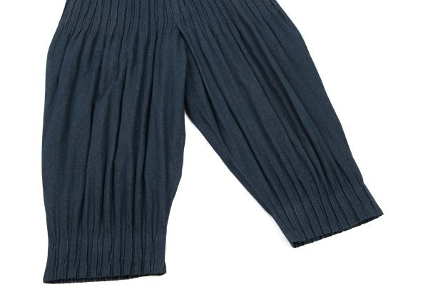 ISSEY MIYAKE MEN 13SS Pleated Cotton-Poly Pants Navy Size 2