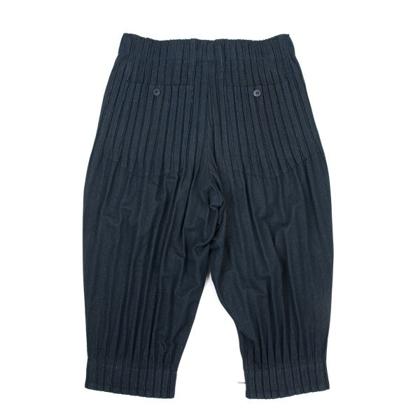 ISSEY MIYAKE MEN 13SS Pleated Cotton-Poly Pants Navy Size 2