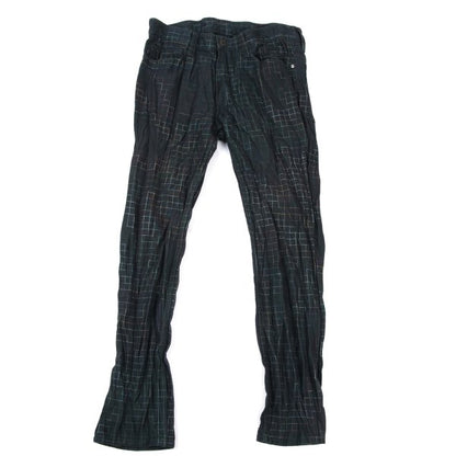 ISSEY MIYAKE MEN 14AW Shirred Graph Check Navy Multi Pants Size 2