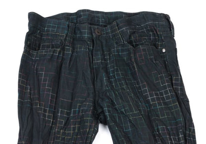 ISSEY MIYAKE MEN 14AW Shirred Graph Check Navy Multi Pants Size 2