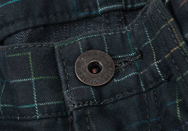 ISSEY MIYAKE MEN 14AW Shirred Graph Check Navy Multi Pants Size 2