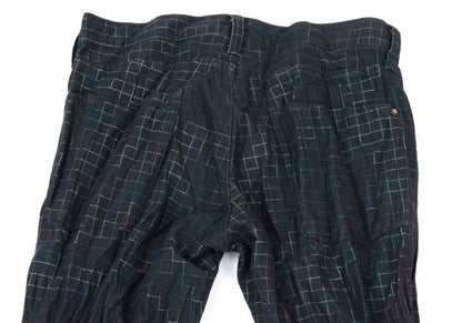 ISSEY MIYAKE MEN 14AW Shirred Graph Check Navy Multi Pants Size 2
