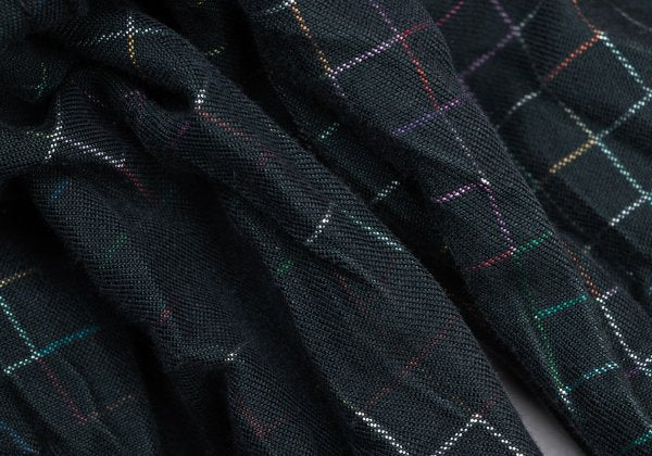ISSEY MIYAKE MEN 14AW Shirred Graph Check Navy Multi Pants Size 2