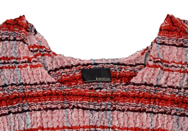 kwotias Cotton Silk Textured Overcheck Blouse Red Size 38
