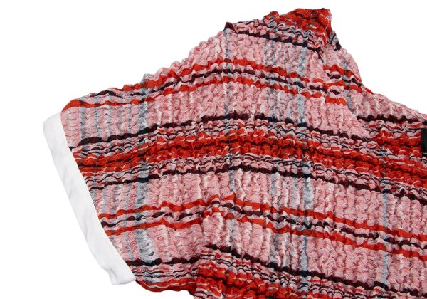 kwotias Cotton Silk Textured Overcheck Blouse Red Size 38