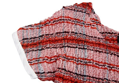kwotias Cotton Silk Textured Overcheck Blouse Red Size 38