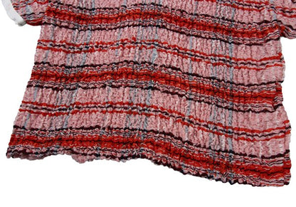 kwotias Cotton Silk Textured Overcheck Blouse Red Size 38