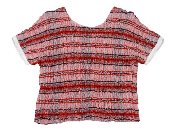 kwotias Cotton Silk Textured Overcheck Blouse Red Size 38