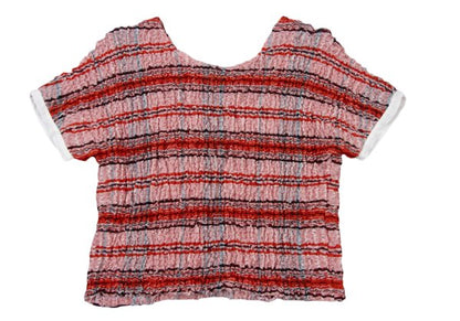 kwotias Cotton Silk Textured Overcheck Blouse Red Size 38