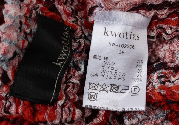 kwotias Cotton Silk Textured Overcheck Blouse Red Size 38